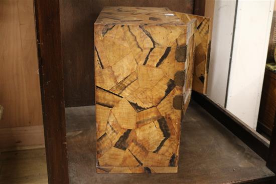 A Japanese parquetry chest/cabinet W.54cm